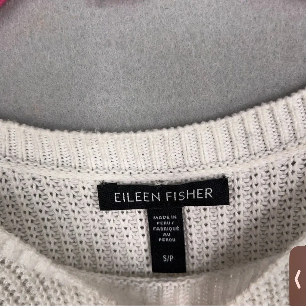 Eileen Fisher Organic Cotton Tencel Ribbed Crewneck Sweater White S